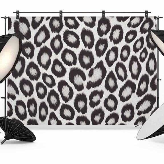 7x5ft Photo Backdrop, Leopard Printed Soft Polyester Backdrop Curtains Photography Backdrops, Farmhouse Vintage Animals Black Grey Brushed Background for Photoshoots Studio Video Portrait Parties