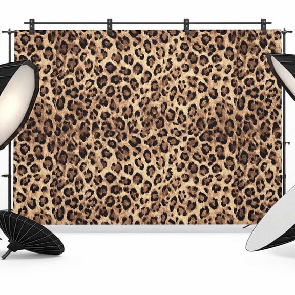 7x5ft Photo Backdrop, Leopard Printed Soft Polyester Backdrop Curtains Photography Backdrops, Modern Animals Textured Brown Brushed Background for Photoshoots Studio Video Portrait Parties