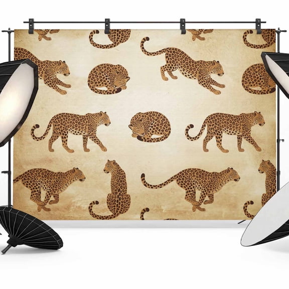 7x5ft Photo Backdrop, Leopard Soft Polyester Backdrop Curtains Photography Backdrops, Vintage Primitive Animals Brushed Background for Photoshoots Studio Video Portrait Parties