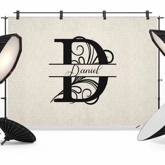 7x5ft Photo Backdrop, Letter D Soft Polyester Backdrop Curtains Photography Backdrops, Monogram Words Brushed Background for Photoshoots Studio Video Portrait Parties