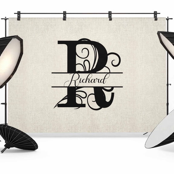 7x5ft Photo Backdrop, Letter R Soft Polyester Backdrop Curtains Photography Backdrops, Monogram Words Brushed Background for Photoshoots Studio Video Portrait Parties