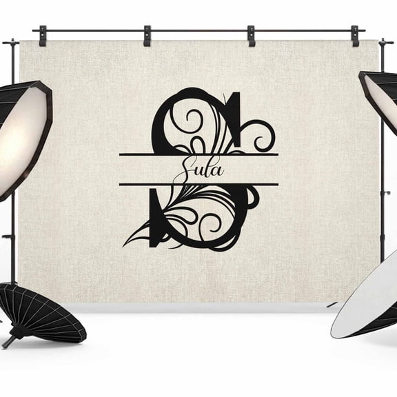 7x5ft Photo Backdrop, Letter S Soft Polyester Backdrop Curtains Photography Backdrops, Monogram Words Brushed Background for Photoshoots Studio Video Portrait Parties
