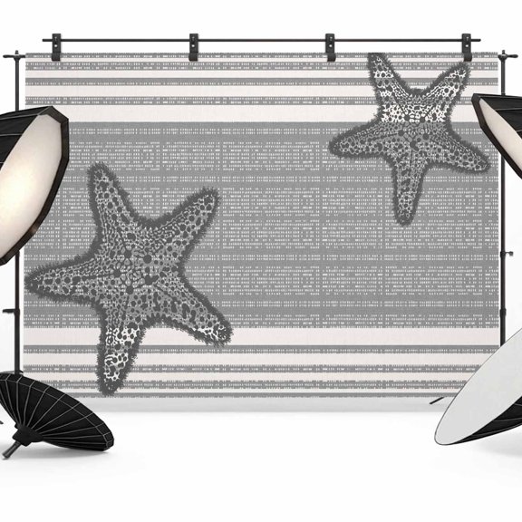7x5ft Photo Backdrop, Light Gray Starfish Soft Polyester Backdrop Curtains Photography Backdrops, Coastal Summer Beach Ocean Striped Brushed Background for Photoshoots Studio Video Portrait Parties