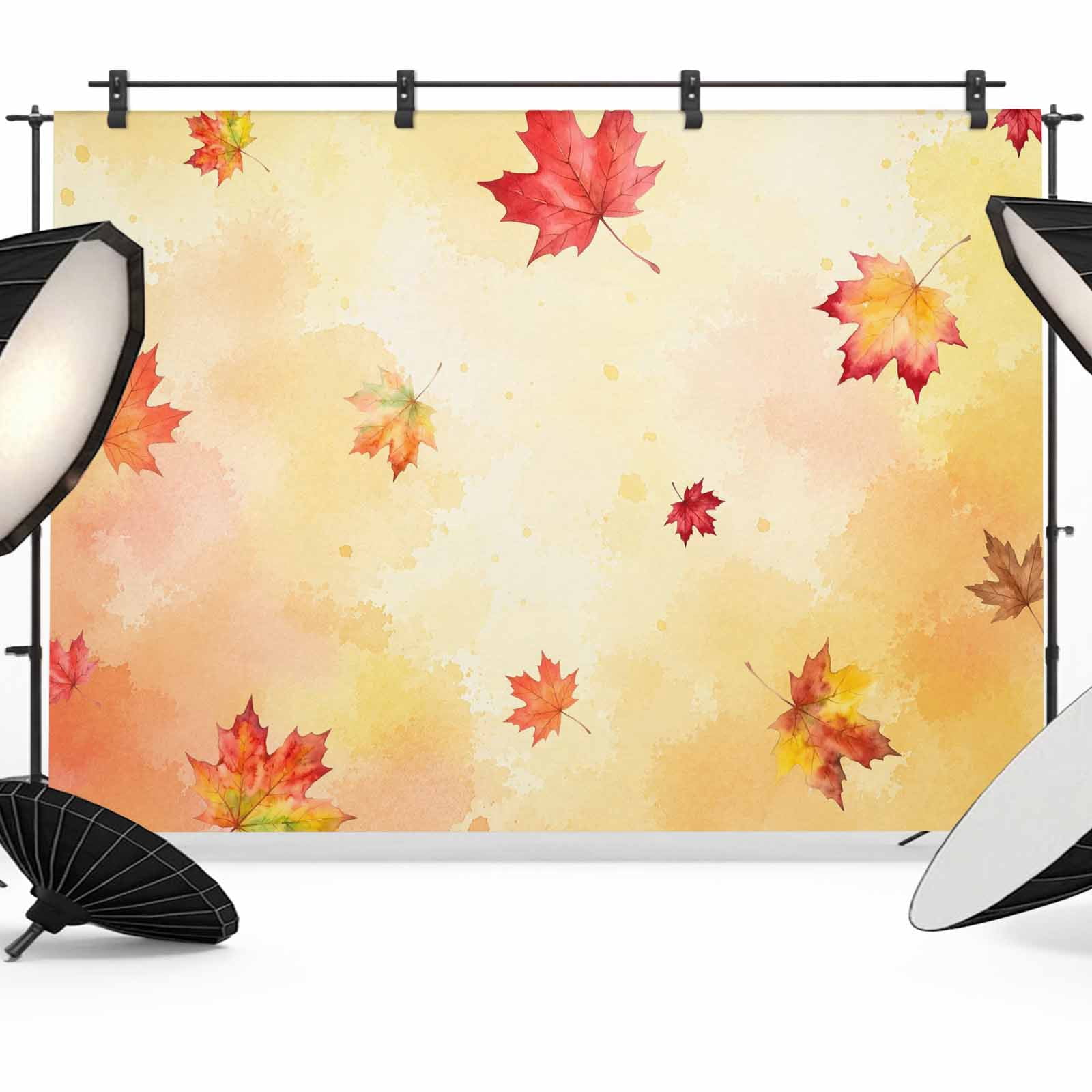 7x5ft Photo Backdrop, Maple Leaves Fall Soft Polyester Backdrop ...
