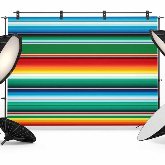 7x5ft Photo Backdrop, Mexican Stripes Soft Polyester Backdrop Curtains Photography Backdrops, Colorful Striped Mexican Fiesta Theme Brushed Background for Photoshoots Studio Video Portrait Parties