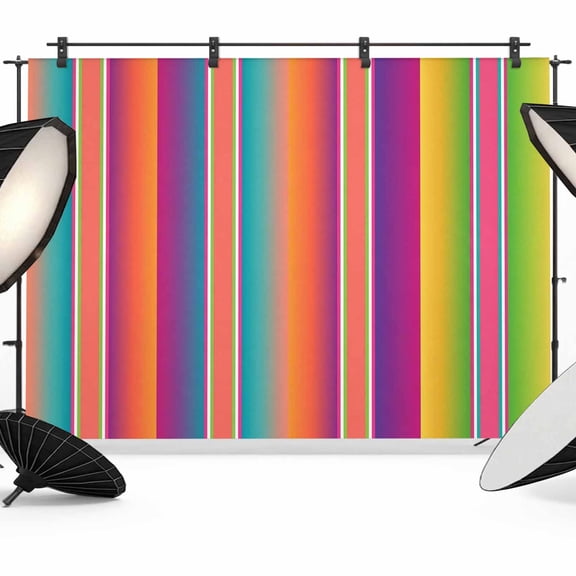 7x5ft Photo Backdrop, Mexican Style Soft Polyester Backdrop Curtains Photography Backdrops, Colorful Mexico Stripes Orange Purple Brushed Background for Photoshoots Studio Video Portrait Parties
