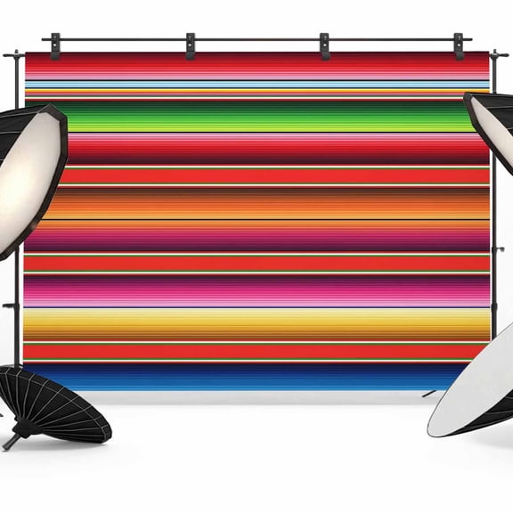 7x5ft Photo Backdrop, Mexican Style Soft Polyester Backdrop Curtains Photography Backdrops, Colorful Mexico Stripes Pink Red Brushed Background for Photoshoots Studio Video Portrait Parties