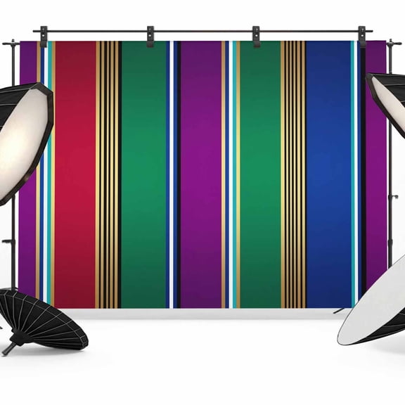 7x5ft Photo Backdrop, Mexican Style Soft Polyester Backdrop Curtains Photography Backdrops, Colorful Mexico Stripes Purple Yellow Green Brushed Background for Photoshoots Studio Video Portrait Party