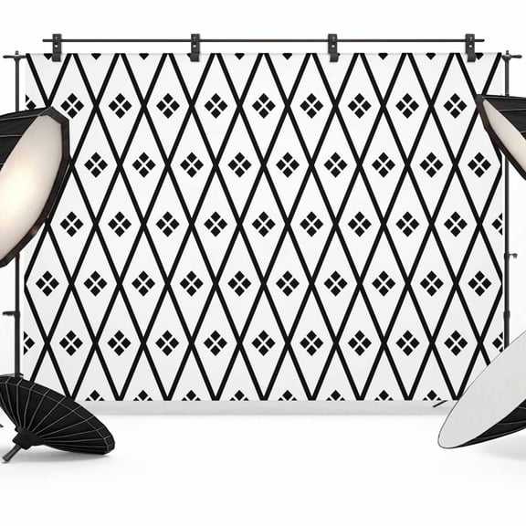 7x5ft Photo Backdrop, Minimalist Art Soft Polyester Backdrop Curtains Photography Backdrops, Black White Boho Abstract Floral Lattice Brushed Background for Photoshoots Studio Video Portrait Parties