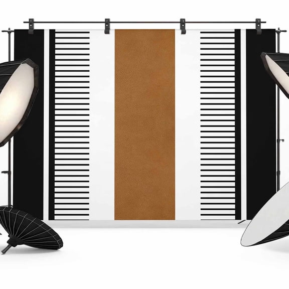 7x5ft Photo Backdrop, Modern Brown Black Soft Polyester Backdrop Curtains Photography Backdrops, Boho Contemporary Geometric Striped Brushed Background for Photoshoots Studio Video Portrait Parties