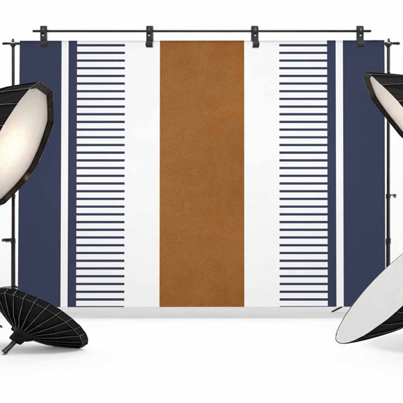 7x5ft Photo Backdrop, Modern Brown Blue Soft Polyester Backdrop Curtains Photography Backdrops, Boho Contemporary Geometric Striped Brushed Background for Photoshoots Studio Video Portrait Parties