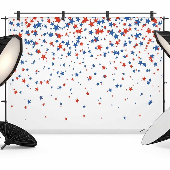 7x5ft Photo Backdrop, Modern Stars 4th of July Soft Polyester Backdrop Curtains Photography Backdrops, Independence Day Watercolor Brushed Background for Photoshoots Studio Video Portrait Parties