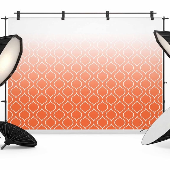 7x5ft Photo Backdrop, Morocco Orange Soft Polyester Backdrop Curtains Photography Backdrops, Modern Geometric Gradient Simple Brushed Background for Photoshoots Studio Video Portrait Parties