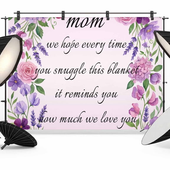 7x5ft Photo Backdrop, Mother's Day Soft Polyester Backdrop Curtains Photography Backdrops, Watercolor Hydrangea Roses Flowers Mom Quote Brushed Background for Photoshoots Studio Video Portrait Party