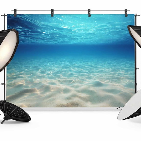 7x5ft Photo Backdrop, Nautical Coastal Soft Polyester Backdrop Curtains Photography Backdrops, Underwater Ocean Natural Ombre Blue Brushed Background for Photoshoots Studio Video Portrait Parties