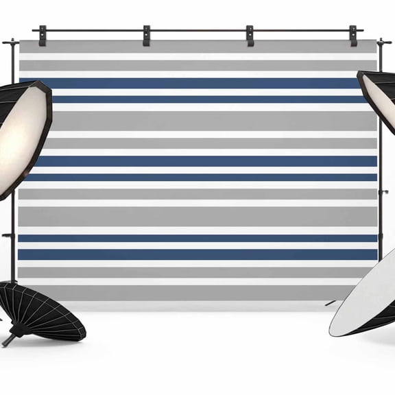 7x5ft Photo Backdrop, Navy Blue Grey Striped Soft Polyester Backdrop Curtains Photography Backdrops, Horizontal Lines Simple Minimalist Brushed Background for Photoshoots Studio Portrait Parties