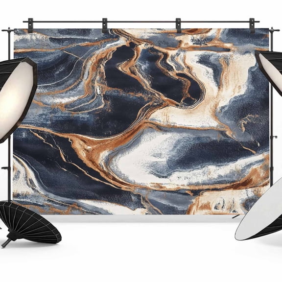 7x5ft Photo Backdrop, Navy Blue Marble Soft Polyester Backdrop Curtains Photography Backdrops, Nature Stone Abstract Brushed Background for Photoshoots Studio Video Portrait Parties
