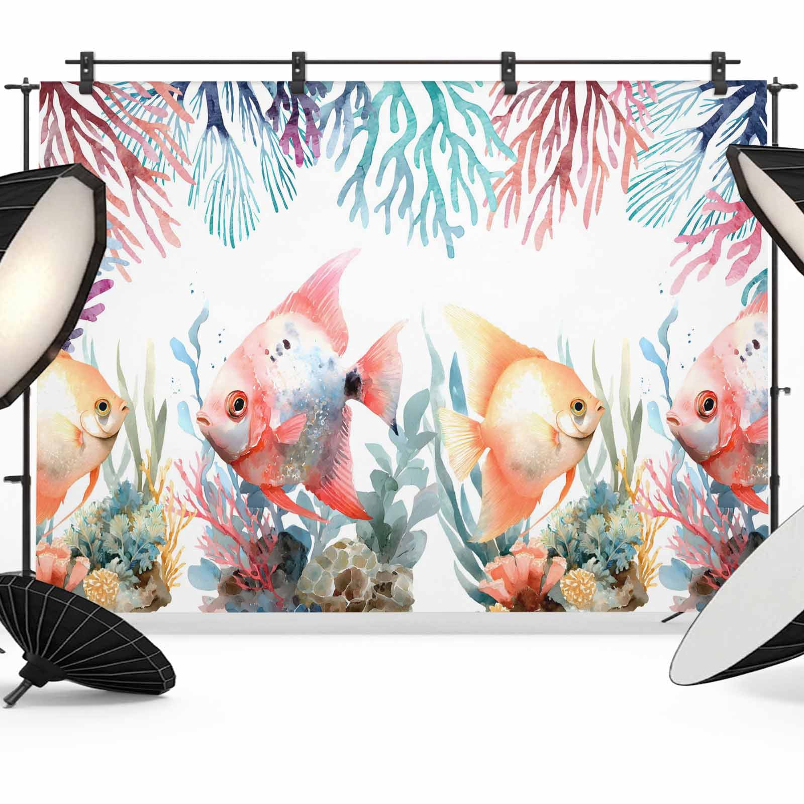 Ulua Fish Backdrop 7x5ft Photo Backdrop, Ocean Tropical Fish Soft Polyester Backdrop ...