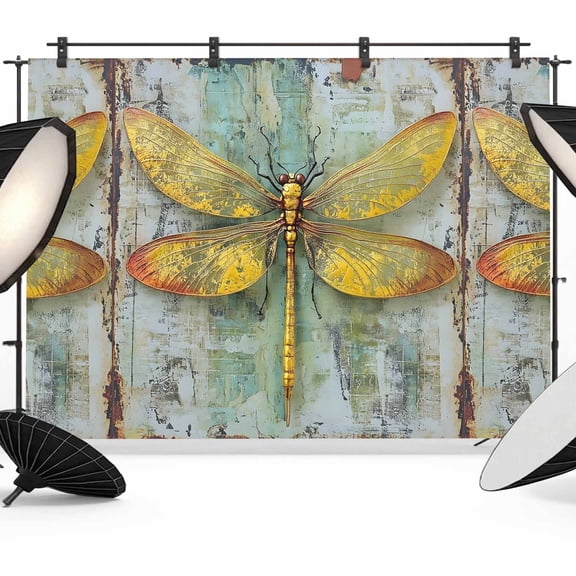 7x5ft Photo Backdrop, Ombre Dragonfly Soft Polyester Backdrop Curtains Photography Backdrops, Vintage Abstract Oil Painting Brushed Background for Photoshoots Studio Video Portrait Parties
