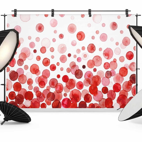 7x5ft Photo Backdrop, Ombre Red Polka Dot Soft Polyester Backdrop Curtains Photography Backdrops, Abstract Watercolor Geometric Gradient Brushed Background for Photoshoots Studio Video Portrait Party