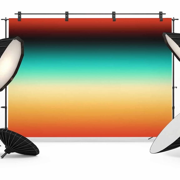 7x5ft Photo Backdrop, Orange Black Teal Ombre Soft Polyester Backdrop Curtains Photography Backdrops, Contemporary Gradient Abstract Brushed Background for Photoshoots Studio Video Portrait Parties