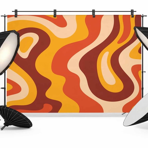 7x5ft Photo Backdrop, Orange Brown Soft Polyester Backdrop Curtains Photography Backdrops, Modern Farmhouse Abstract Patterned Art Brushed Background for Photoshoots Studio Video Portrait Parties