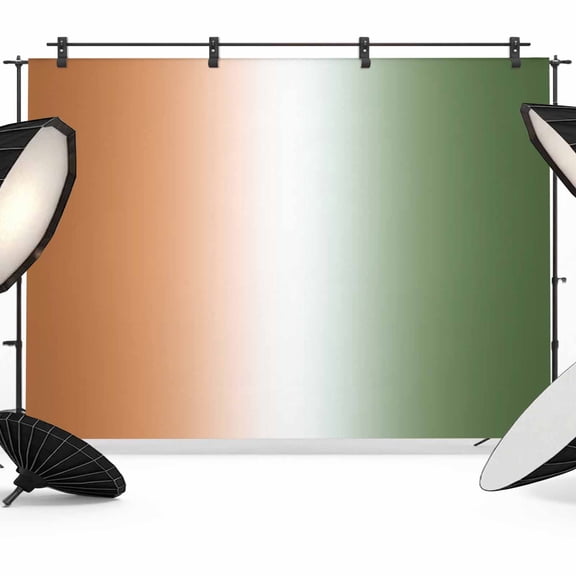 7x5ft Photo Backdrop, Orange Sage Green Ombre Soft Polyester Backdrop Curtains Photography Backdrops, Abstract Aesthetics Modern Art Brushed Background for Photoshoots Studio Video Portrait Parties