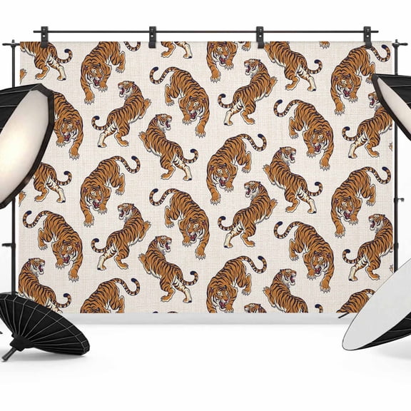 7x5ft Photo Backdrop, Orange Tiger Soft Polyester Backdrop Curtains Photography Backdrops, Farmhouse Animals Brushed Background for Photoshoots Studio Video Portrait Parties