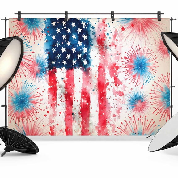 7x5ft Photo Backdrop, Patriotic 250 Soft Polyester Backdrop Curtains Photography Backdrops, American Flag 4th of July Independence Brushed Background for Photoshoots Studio Video Portrait Parties