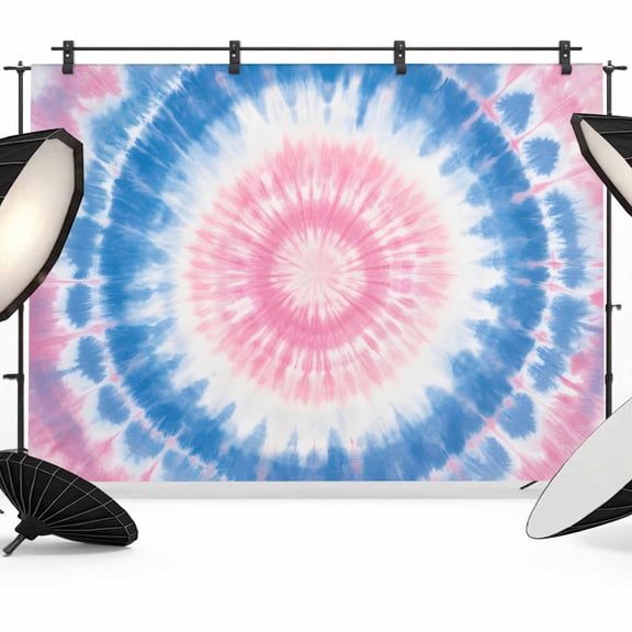7x5ft Photo Backdrop, Pink Blue Ombre Soft Polyester Backdrop Curtains Photography Backdrops, Modern Boho Ethnic Tie Dye Geometric Brushed Background for Photoshoots Studio Video Portrait Parties
