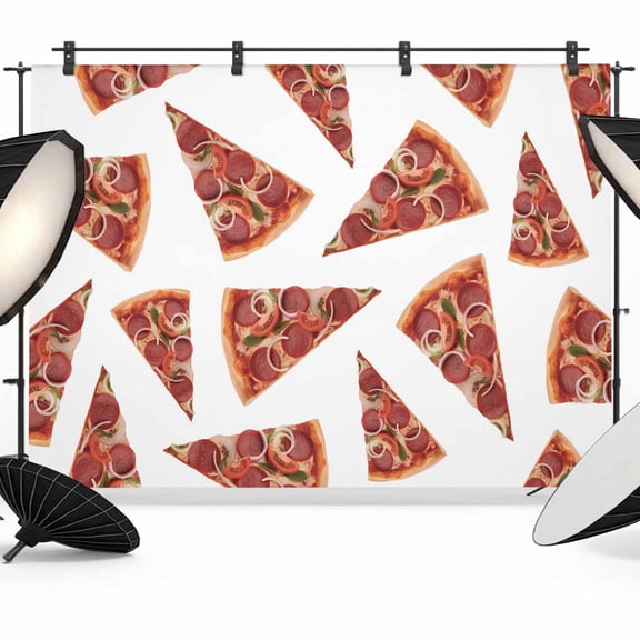 7x5ft Photo Backdrop, Pizza Modern Art Soft Polyester Backdrop Curtains Photography Backdrops, Farmhouse Art Red Brushed Background for Photoshoots Studio Video Portrait Parties