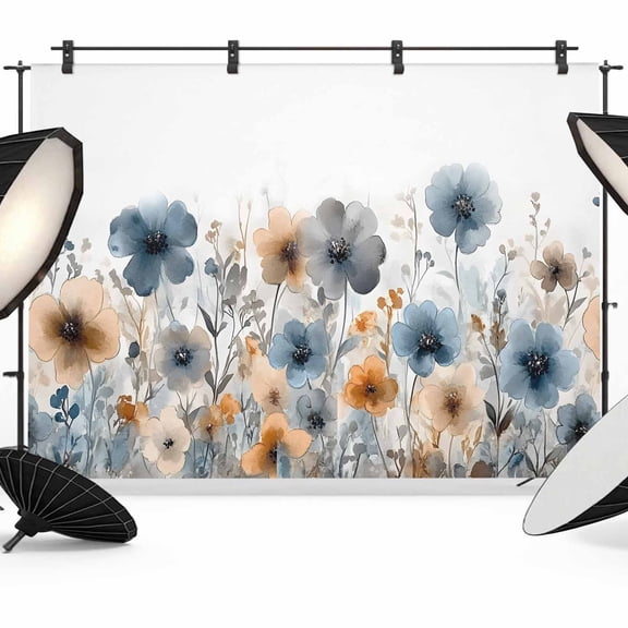 7x5ft Photo Backdrop, Poppies Floral Soft Polyester Backdrop Curtains Photography Backdrops, Spring Botanical Flowers Summer Brushed Background for Photoshoots Studio Video Portrait Parties