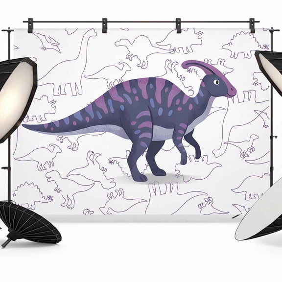 7x5ft Photo Backdrop, Purple Dinosaur Soft Polyester Backdrop Curtains Photography Backdrops, Cartoon Abstract Animals Cute Brushed Background for Photoshoots Studio Video Portrait Parties