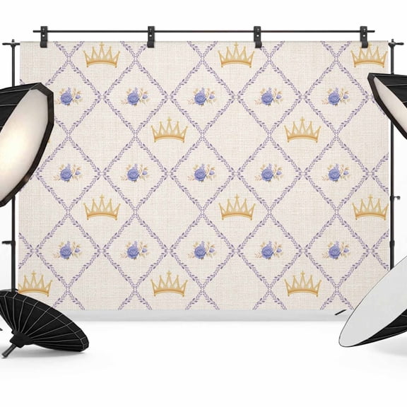 7x5ft Photo Backdrop, Purple Roses Crown Soft Polyester Backdrop Curtains Photography Backdrops, Spring Floral Elegant Pastoral Geometric Brushed Background for Photoshoots Studio Video Portrait