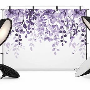 7x5ft Photo Backdrop, Purple Soft Polyester Backdrop Curtains Photography Backdrops, Eucalyptus Leaves Brushed Background for Photoshoots Studio Video Portrait Parties