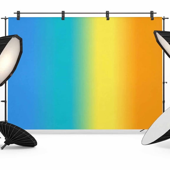 7x5ft Photo Backdrop, Rainbow Ombre Soft Polyester Backdrop Curtains Photography Backdrops, Orange Blue Gradient Colorful Modern Art Brushed Background for Photoshoots Studio Video Portrait Parties
