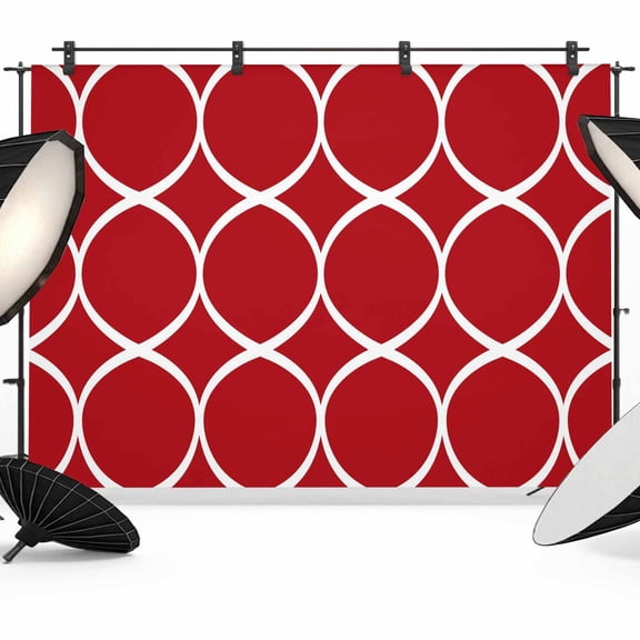 7x5ft Photo Backdrop, Red Abstract Soft Polyester Backdrop Curtains Photography Backdrops, Modern White Geometric Twisted Art Brushed Background for Photoshoots Studio Video Portrait Parties