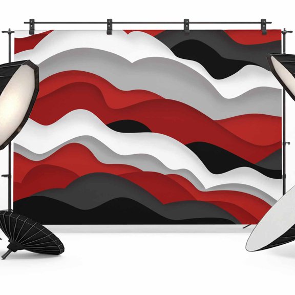 7x5ft Photo Backdrop, Red Black Ombre Soft Polyester Backdrop Curtains Photography Backdrops, Modern Geometric Moire Abstract Art Brushed Background for Photoshoots Studio Video Portrait Parties