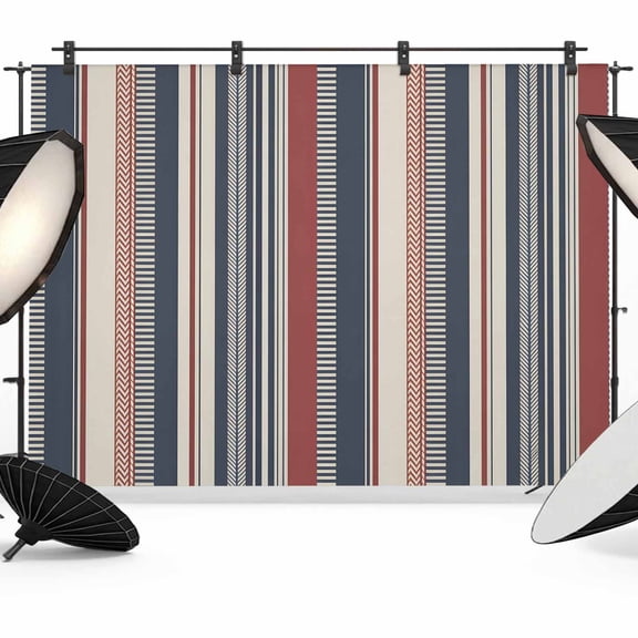 7x5ft Photo Backdrop, Red Blue Beige Soft Polyester Backdrop Curtains Photography Backdrops, Boho Retro Colorful Abstract Striped Brushed Background for Photoshoots Studio Video Portrait Parties