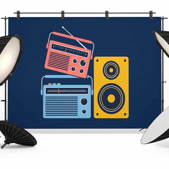 7x5ft Photo Backdrop, Red Blue Yellow Radios Soft Polyester Backdrop Curtains Photography Backdrops, Colorful Instrumentation Style Brushed Background for Photoshoots Studio Video Portrait Parties
