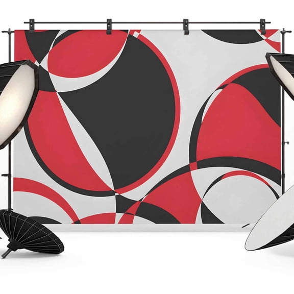 7x5ft Photo Backdrop, Red Geometric Soft Polyester Backdrop Curtains Photography Backdrops, Modern Abstract Lines Textured Brushed Background for Photoshoots Studio Video Portrait Parties