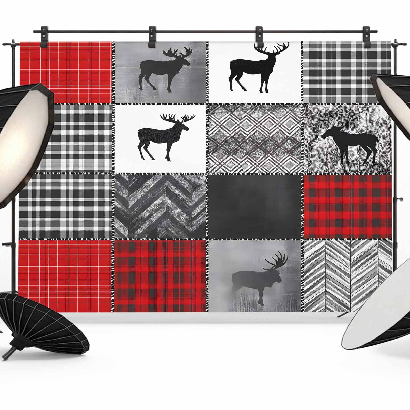 Chekered Backdrops 7x5ft Photo Backdrop, Red Grey Checkered Soft Polyester Backdrop ...