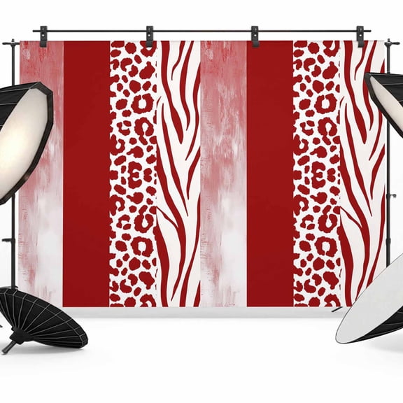 7x5ft Photo Backdrop, Red Leopard Print Soft Polyester Backdrop Curtains Photography Backdrops, Abstract Vintage Animals Textured Srtipes Brushed Background for Photoshoots Studio Video Portrait