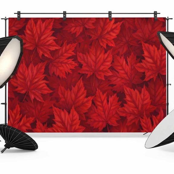 7x5ft Photo Backdrop, Red Maple Leaves Soft Polyester Backdrop Curtains Photography Backdrops, Modern Art Botanical Brushed Background for Photoshoots Studio Video Portrait Parties