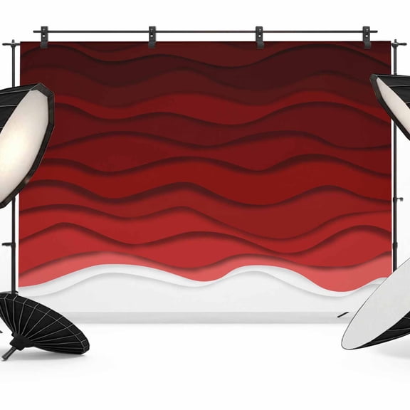 7x5ft Photo Backdrop, Red Ombre Stripes Soft Polyester Backdrop Curtains Photography Backdrops, Modern Abstract Sea Waves Aesthetic Brushed Background for Photoshoots Studio Video Portrait Parties
