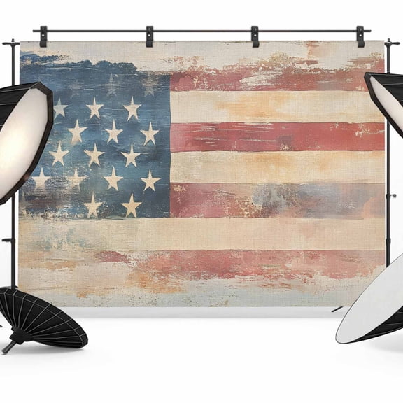 7x5ft Photo Backdrop, Retro American Flag Soft Polyester Backdrop Curtains Photography Backdrops, Rustic Star and Stripes US Flag Brushed Background for Photoshoots Studio Video Portrait Parties