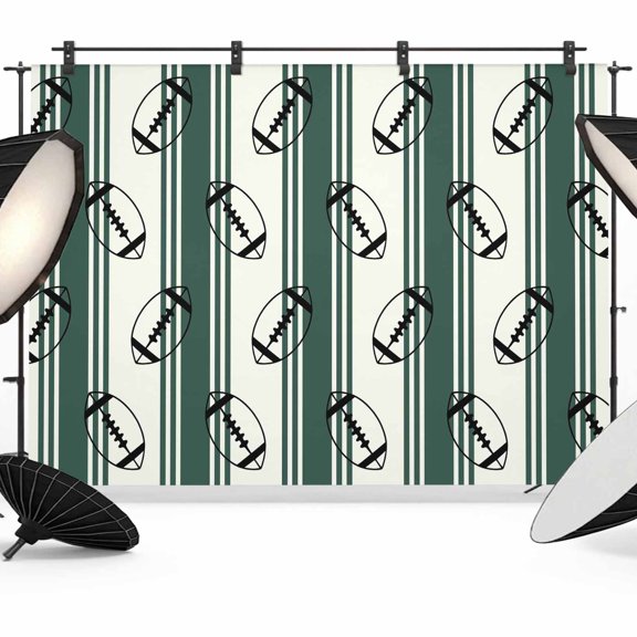 7x5ft Photo Backdrop, Rugby Sport Soft Polyester Backdrop Curtains Photography Backdrops, Vintage Classic Ball Dark Green Striped Brushed Background for Photoshoots Studio Video Portrait Parties