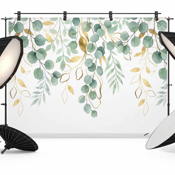 7x5ft Photo Backdrop, Sage Green Eucalyptus Leaves Soft Polyester Backdrop Curtains Photography Backdrops, Spring Summer Country Plants Brushed Background for Photoshoots Studio Video Portrait Party