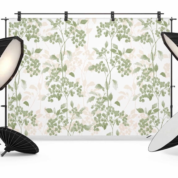 7x5ft Photo Backdrop, Sage Green Fruit Soft Polyester Backdrop Curtains Photography Backdrops, Vintage Plant Nature Botanical Flower Brushed Background for Photoshoots Studio Video Portrait Parties