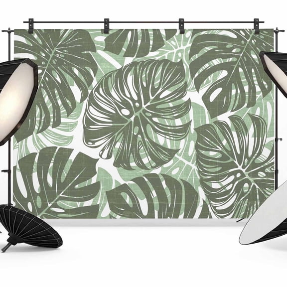 7x5ft Photo Backdrop, Sage Green Leaves Soft Polyester Backdrop Curtains Photography Backdrops, Summer Botanical Tropical Leaf Brushed Background for Photoshoots Studio Video Portrait Parties